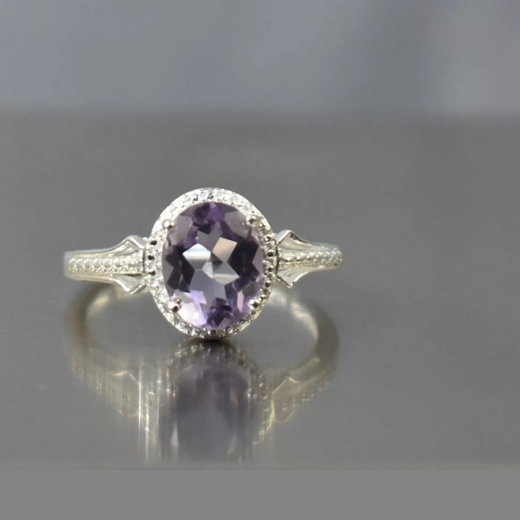 STS Jewelry - Estate Amethyst 925 silver  sz 10 stamped STS E5